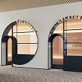 Modern Arched Glass Doorways With Black Frames For Gelateria Store
