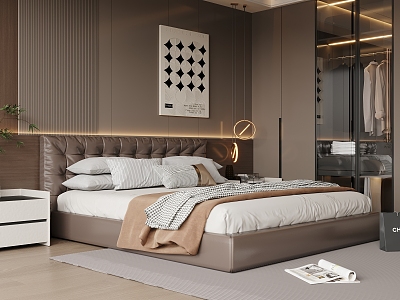 Modern Italian Double Bed 3d model