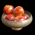 Fresh Red and Yellow Apples in a Decorative Patterned Bowl 3d model