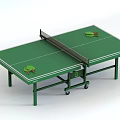 Green Table Tennis Table with Net Paddles Balls and Wheeled Frame