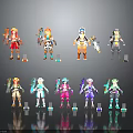 Character And Creature 3D Models With Colorful Outfits And Unique Designs