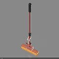 Red Pole Mop With Black Handle And Yellow Head For Home Floor Cleaning
