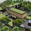 Modern Detached Villa With Green Roof Open Design Swimming Pool And Mountain Views