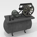 Vintage Industrial Mechanical Device With Air Tank Wheel And Gear Components