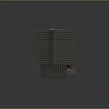 Traditional Building Model With Green Tiled Roof Red Pillars Stone Walls Firewood And Wooden Buckets