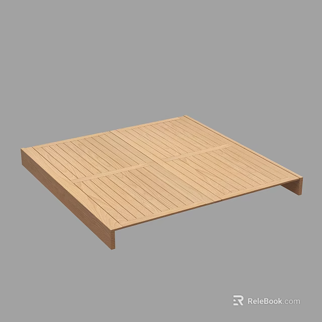 Wooden Platform Surface With Slatted Design And Sturdy Base Structure 3d model 