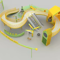 Colorful Children's Playground Structure with Slide Swing and Climbing Elements