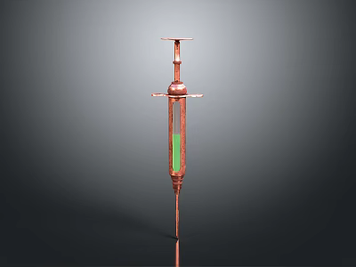 Vintage Metal Household Dropper Tool With Green Liquid For Daily Use 3d model