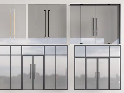 Modern Entrance Door With Glass Panels Metal Frame And Sleek Handles 3d model