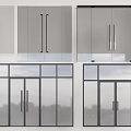 Modern Entrance Door With Glass Panels Metal Frame And Sleek Handles