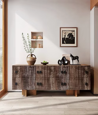 Middle Ancient Entrance Cabinet End View Entrance Cabinet Side Cabinet Bucket Cabinet Middle Ancient Style Decorations Ornaments Decorative Painting 3d model