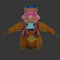 Cartoon Squirrel Character With Orange Fur Blue Graduation Cap Bow Tie And Vest