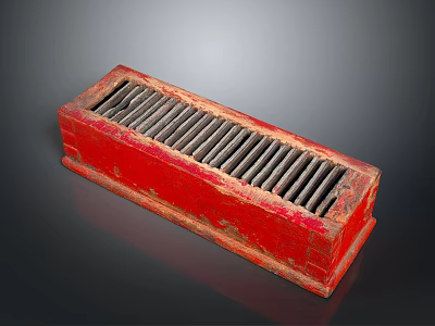 Traditional Red Rectangular Daily Life Product With Ventilated Grid And Aged Design 3d model