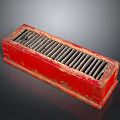 Traditional Red Rectangular Daily Life Product With Ventilated Grid And Aged Design