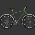 Classic Green Bicycle With Black Seat And Silver Fenders On Reflective Surface