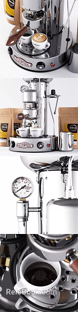 Elektra Espresso Coffee Machine Kitchen Appliance With Milk Frother And Coffee Beans 3d model 