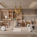 Modern Home Leisure Room With Fitness Equipment And Organized Storage