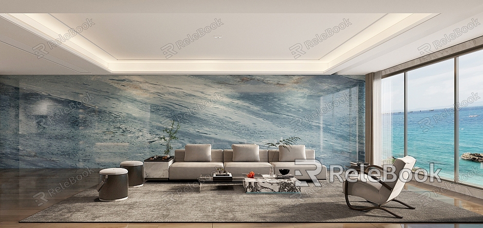 Modern living room by the sea model