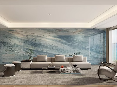 Modern living room by the sea 3d model