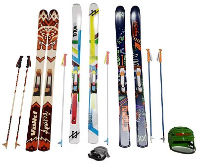 Modern Snowboard Ski Stick 3d model