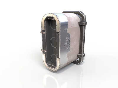 Industrial Metal Equipment Case With Vintage Worn Surface And Frame Details 3d model