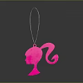 Pink Female Silhouette Charm With Silver Loop For Clothing Accessories