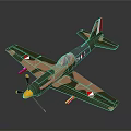 Camouflage Aircraft Model with Yellow Propeller and Red White Tail Fin for Space Exploration