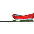 Red Modern Architectural Structure With Curved Design White Base And Green Ground 3d model