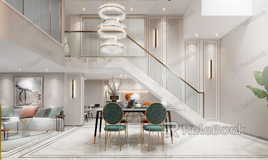 Light luxury dining room living room dining room model