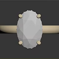 Elegant Ring With Oval White Gemstone And Small Diamond Accents On Golden Band