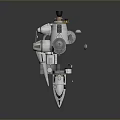 Futuristic Spaceship Model With White Gold Exterior Transparent Cockpit And Mechanical Details