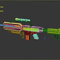 Futuristic Sci Fi Weapon With Yellow Black Metallic Finish And Long Barrel Grip Design