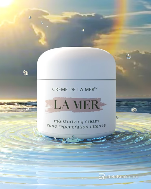 La Mer Moisturizing Cream For Time Regeneration Intense With Ocean View And Water Droplets 3d model 