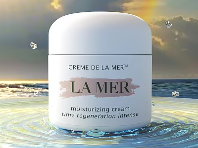 La Mer Moisturizing Cream For Time Regeneration Intense With Ocean View And Water Droplets 3d model