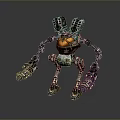 Detailed Mechanical Robot Creature Character With Metallic Body Joints And Golden Luminous Core