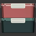 Stackable Lunch Box Set Pink And Green With Transparent Lids And White Handles