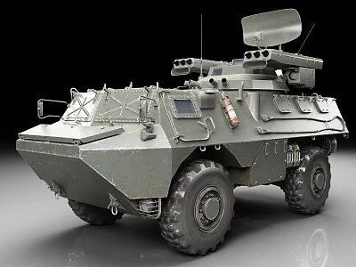 Military Green Armored Vehicle With Heavy Armor Large Tires And Roof Weapon System 3d model