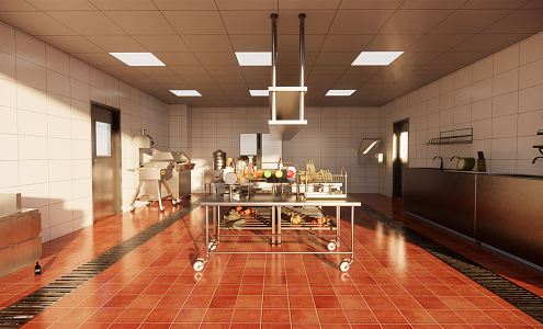 Modern Kitchen Hotel Central Kitchen Equipment Stove Console 3d model