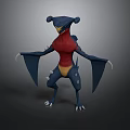 Fierce Winged Creature Character 3D Model With Claws Fangs And Blue Red Yellow Body