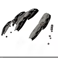 Two Metallic Spacecraft Components With Scattered Small Parts On White Background
