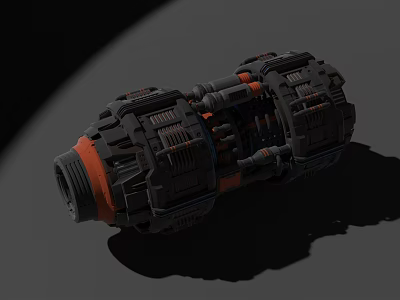 Black and Orange Industrial Equipment With Complex Mechanical Structure Gear Components and Piping Design 3d model