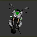 Modern Sports Motorcycle With Silver And Green Body Streamlined Design Black Seat And Alloy Wheels