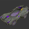 Futuristic Silver Racing Vehicle With Purple Accents And Streamlined Aerodynamic Body Design