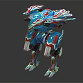 Blue And Red Armored Robot Character With Streamlined Mechanical Design And Standing Pose 3d model