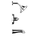 Modern Chrome Shower Faucet Set With Showerhead Control Knob And Handheld Sprayer