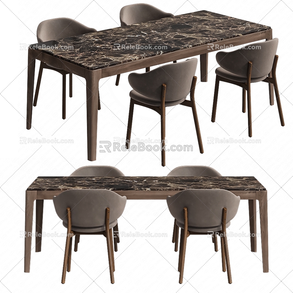 Modern Dining Table and Chair Combination 3d model