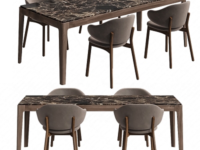 Modern Dining Table and Chair Combination 3d model