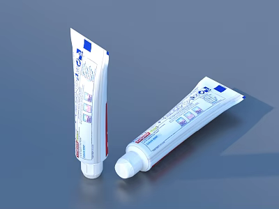 Fresh Daily Oral Care Toothpaste Tubes With White Label And Blue Accents 3d model