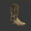 Vintage High top Cowboy Boots With Brown Snake Skin Pattern Intricate Designs And Red Sole