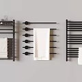 Sleek Modern Black Bathroom Accessories Wall Mounted Racks With Hangers And Towels
